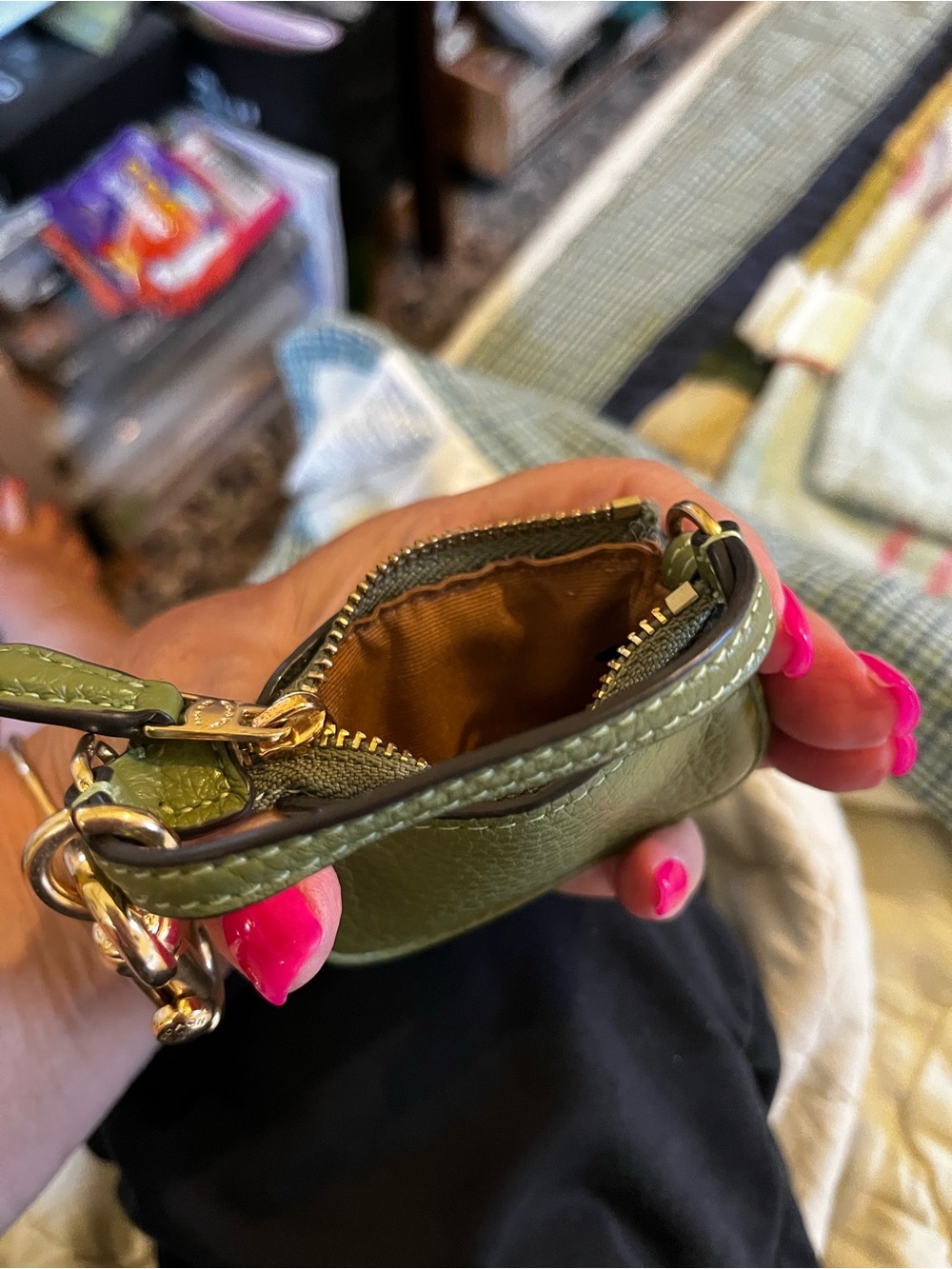 Coach Olive Pebbled Leather Green Bag Charm Vintage - Picture 8 of 15